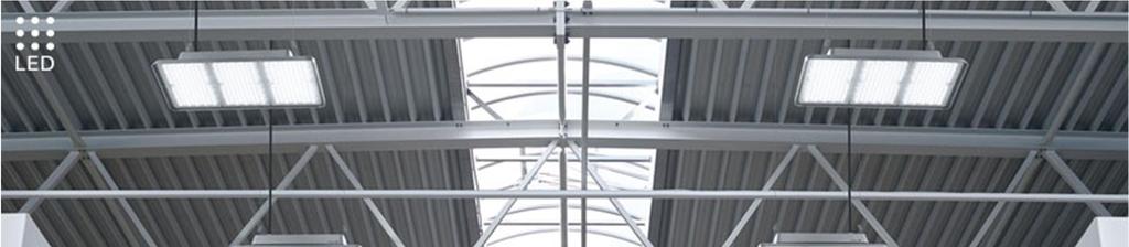HIGH BAY hoge kwaliteit, hoge plafonds, lage energiekosten Door een hoge plafonddiepte zorgt de verlichting in industriehallen voor enige uitdagingen: enerzijds moet gewaarborgd zijn dat op de vloer