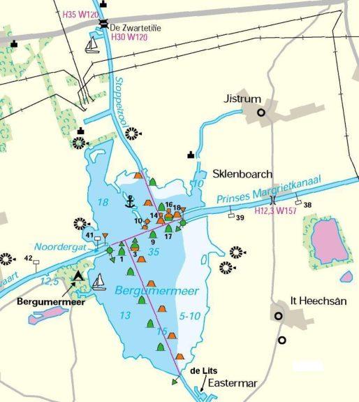 De Burgumer Mar De Burgumer Mar is goed bevaarbaar, maar heeft enige ondieptes aan de oostkant. Door het Prinses Margrietkanaal wordt het meer gesplitst in een noordelijk en een zuidelijk deel.