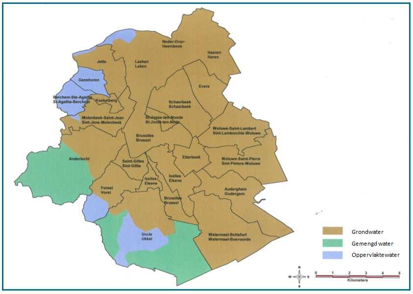 Het gewest telt 4 drukgebieden en het water wordt verdeeld vanuit 6 reservoirs.