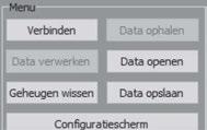Menu De gebruiker kan vanuit het menu paneel verbinding maken met de BDL, Instellen, data ophalen, opslaan en analyseren.