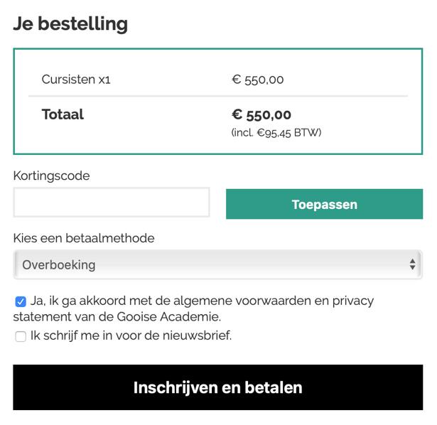 12 Wie niet per ideal wil betalen, heeft de mogelijkheid om per overboeking te betalen (selecteer daarvoor de optie bank transfer ).