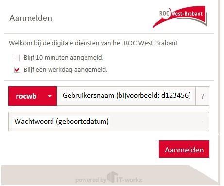 INSTRUCTIEKAART INLOGGEN Inloggen op portal (https://portal.rocwb.nl) Gebruikersnaam : d+ov nummer d Ov nummer d *Let op: Zoek je gebruikersnaam op.