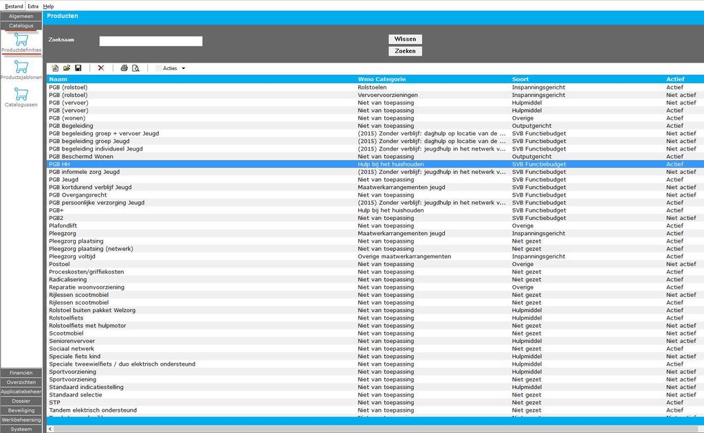 Ga naar Catalogus > Productdefinities. Open een product die bij de SVB hoort.