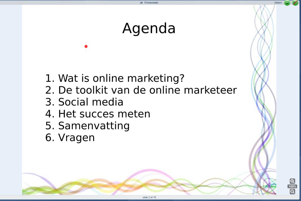 Presentatie In dit vak kunnen drie dingen worden getoond.