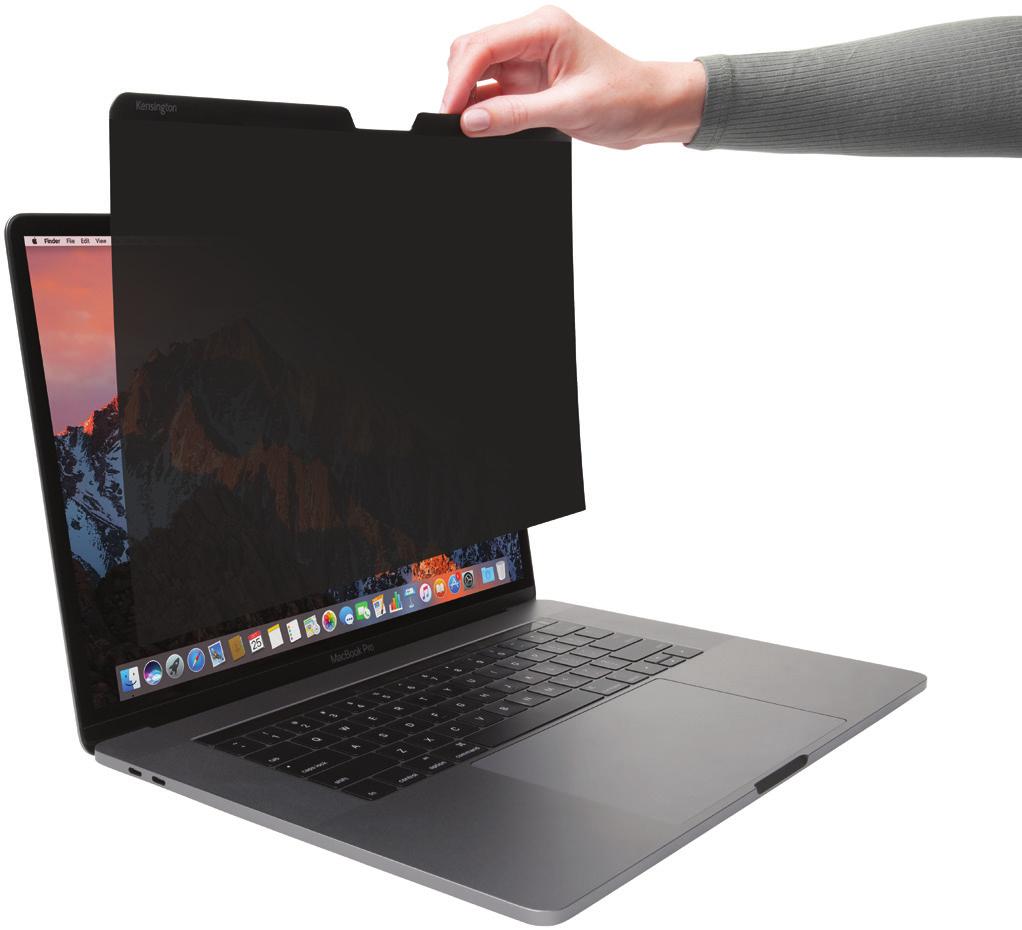 zodat de MacBook nog steeds op slaapstand kan overgaan Beperkt de kijkhoek tot +/- 30 Tot wel 22% minder schadelijk blauw licht Speciale coating voor minder weerspiegeling en een hogere helderheid