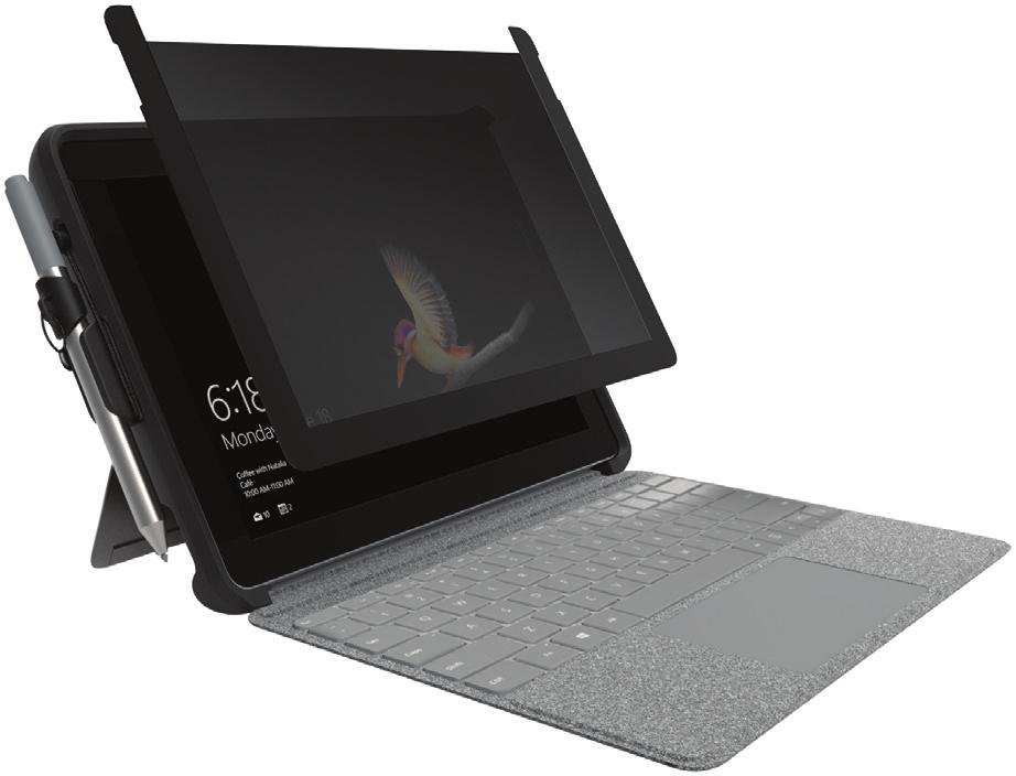 bevestigen met bijgeleverde dubbelzijdige tape Antireflecterende coating, voor minder weerspiegeling en beter beeld Omkeerbaar, voor mat of glanzend beeld Ontworpen voor de Surface Pro (K64489WW) of