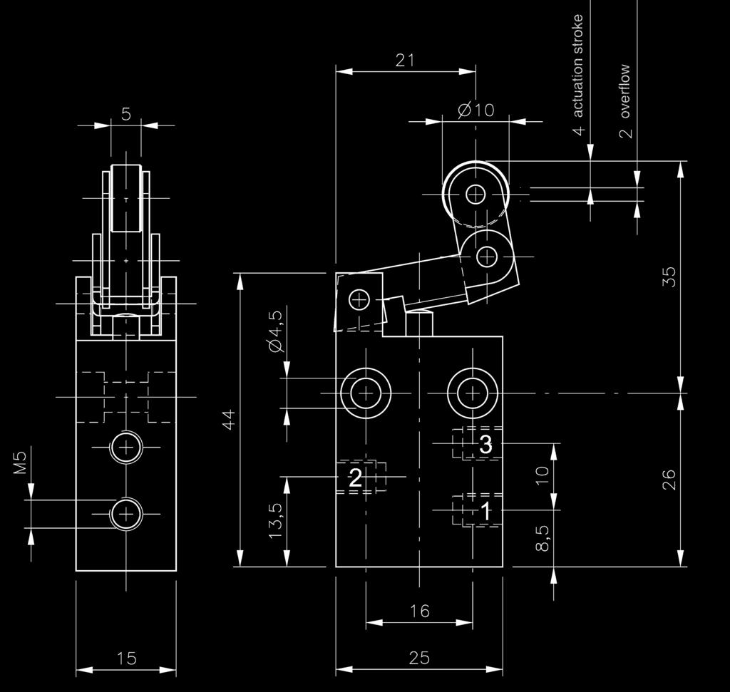 Mechanically actuated 3/2-way spool valve with