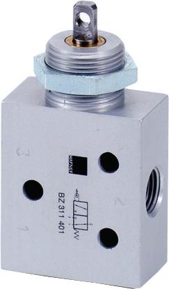 Actuated by pulling the stem. If pressure is applied to port 1 the function is normally closed. If pressure is applied to port 3 the function is normally open. Suitable for wall or panel mounting.