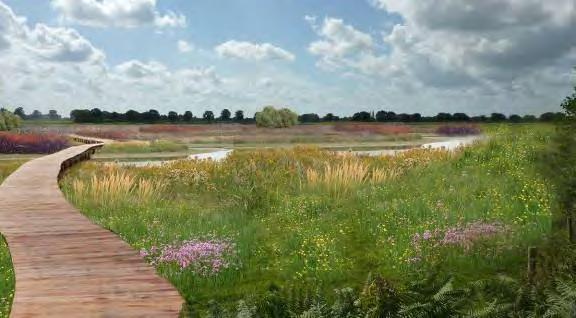 Het onderste plaatje alternatief B waarbij zicht is op de geul en een recreatief vlonderpad.