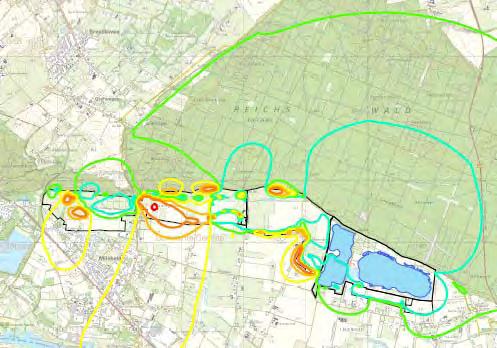 Ten zuiden van het plangebied nivelleert de grondwaterstand enigszins.