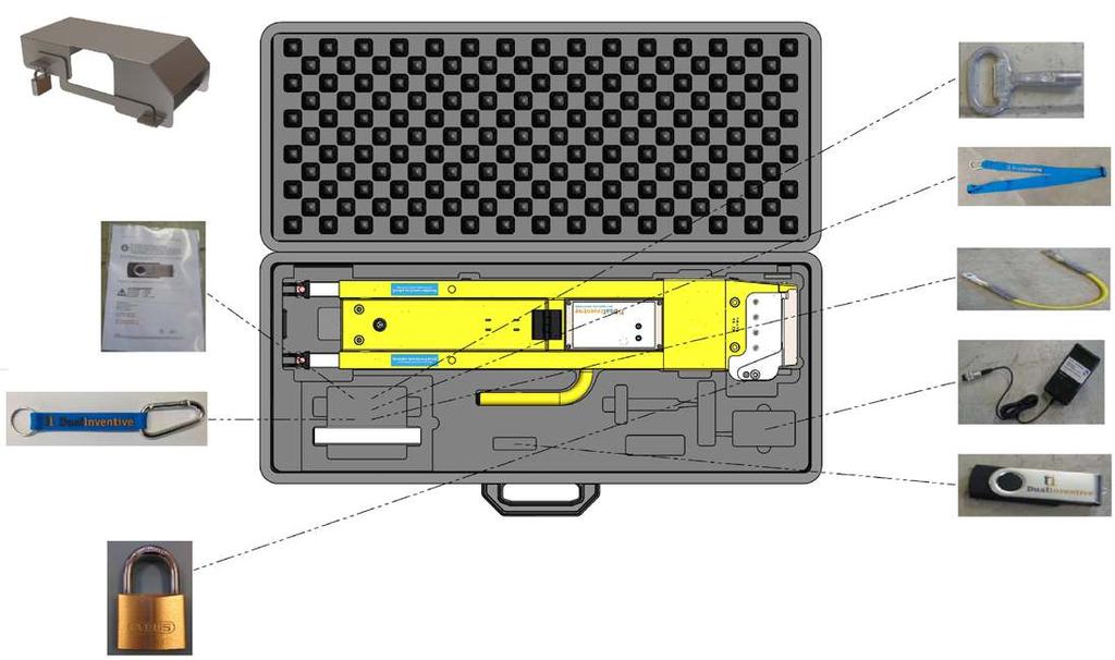 4. ONDERDELEN VAN DE ZKL 3000 RC De ZKL 3000 RC en toebehoren van Dual Inventive bestaat uit de volgende onderdelen: Koffer met de ZKL 3000 RC en toebehoren Batterijen