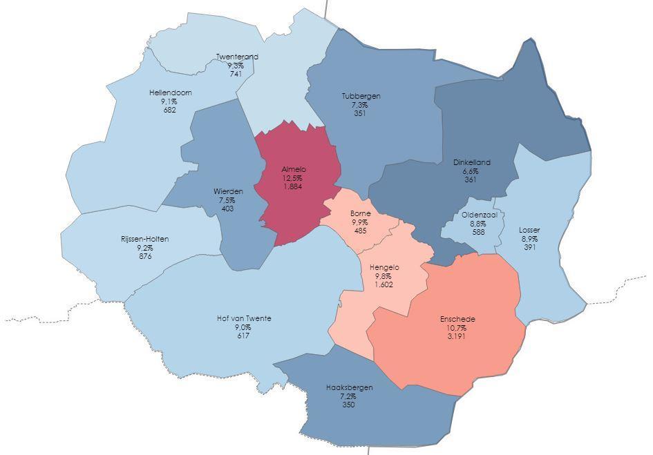 Jeugdigen met jeugdhulp als % van de bevolking