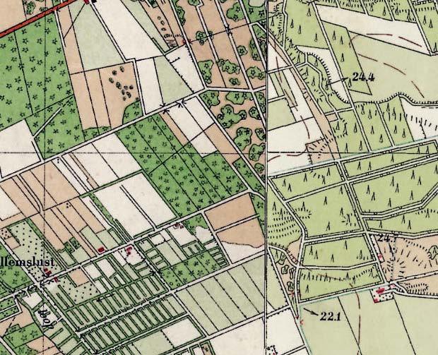 In westelijke richting werden enclaves van bouwland aangetroffen.