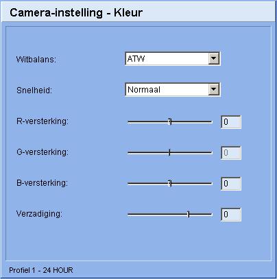 58 nl Configuratie via de browser FlexiDome DN IP 7.5.5 Kleur Witbalans: ATW: in de ATW-stand (ATW = Auto Tracking White balance) wordt de witbalans voortdurend automatisch aangepast voor een optimale kleurenweergave.