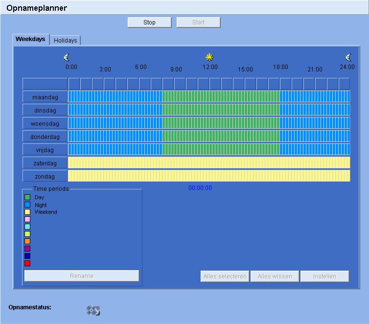 FlexiDome DN IP Configuratie via de browser nl 73 7.10 Opnameplanner Stel alle parameters in voor opname. Er kan continu worden opgenomen of in geval van een alarm.