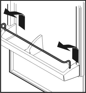 3 (2) indrukken. Fig. 7 u De glasplaat met aanslagrand (2) moet achteraan liggen. u De glasplaat (1) met de uittrekstoppers moet vooraan liggen, zodat de stoppers (3) naar beneden wijzen. 5.1.6 Opbergvakken Opbergvakken verwijderen.