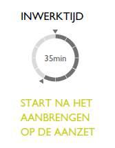 ➋ Aanzet: Breng aan op de aanzet na het toepassen van lengten en punten (10, 20, 30 vol) Groote uitgroei (meer dan 2 cm) ➊ Tussengedeelte: Begin met het aanbrengen op het tussenliggende gedeelte ➋