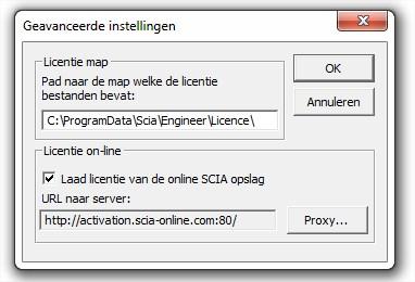 4. Troubleshoot En hier te kiezen voor [Geavanceerde instellingen...] Hier kan dan vervolgens het adres naar de folder waarin het licentie bestand wordt weggeschreven, veranderd worden.