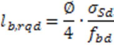 Basisverankeringslengte De vereiste (required) basisverankeringslengte(l b,rqd ) De rekenwaarde van de uiterste opneembare aanhechtspanning f ctd ƞ 1 ƞ 2 σ Sd rekenwaarde van de treksterkte van het