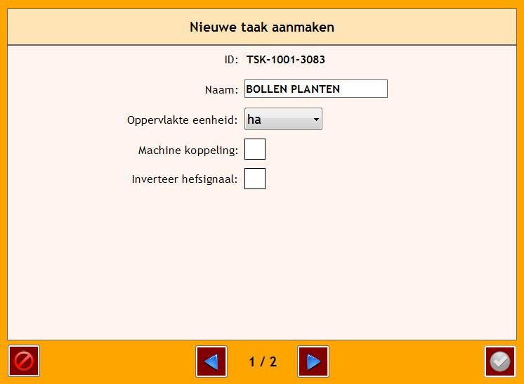 2. Nieuwe taak aanmaken Een nieuwe taak kan worden aangemaakt door op NIEUW te drukken in het menu van de teeltregistratie (Figuur 2). De wizard als te zien in Figuur 4 verschijnt op het scherm.