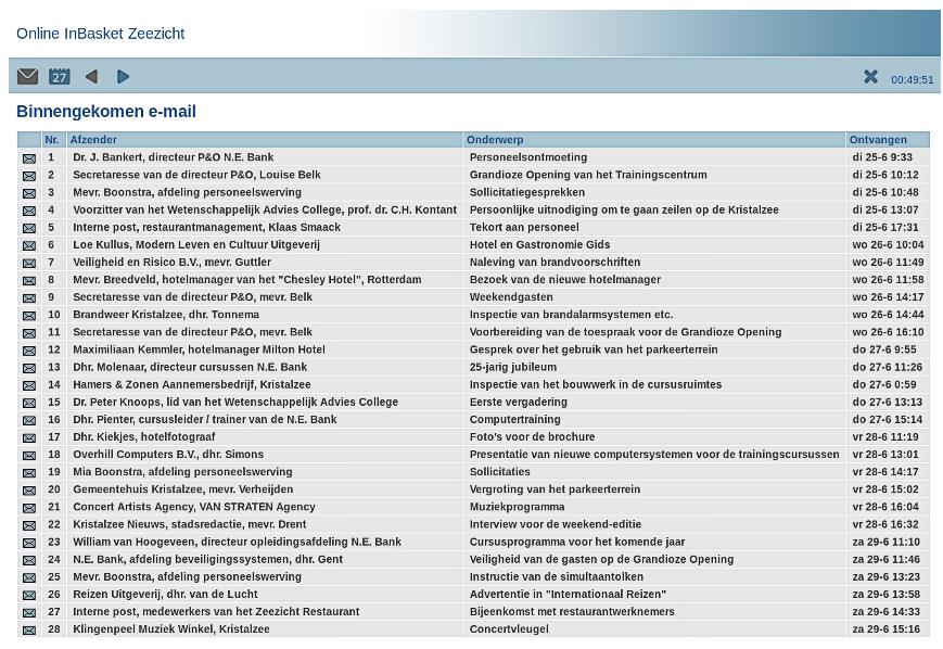 Bedieningsinstructies voor de Inbasket ZEEZICHT online Het doel van dit deel van de instructies is u bekend te maken met de vormgeving en de bediening van het programma.