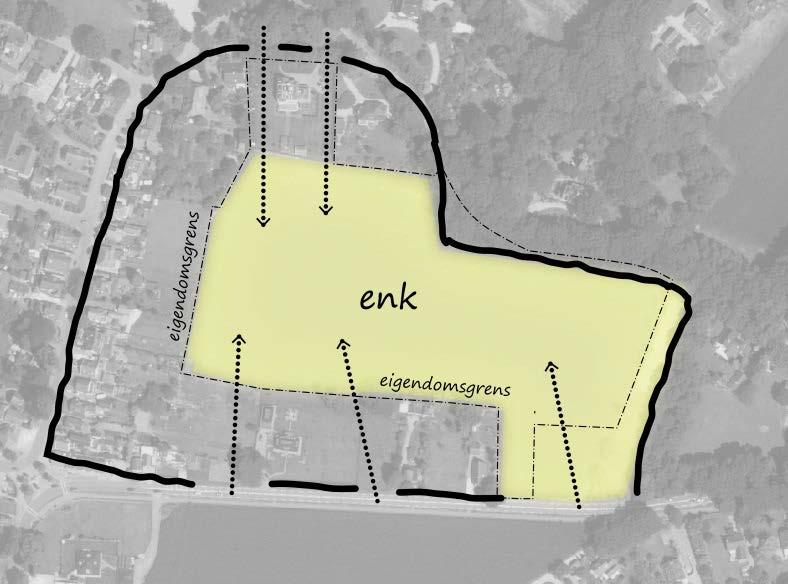 Ruimtelijke contour enk met doorzichten en eigendomsgrens initiatiefnemer Huidige situatie Het plangebied is gelegen aan de rand van het dorp tussen `Brink` en `Enk`.
