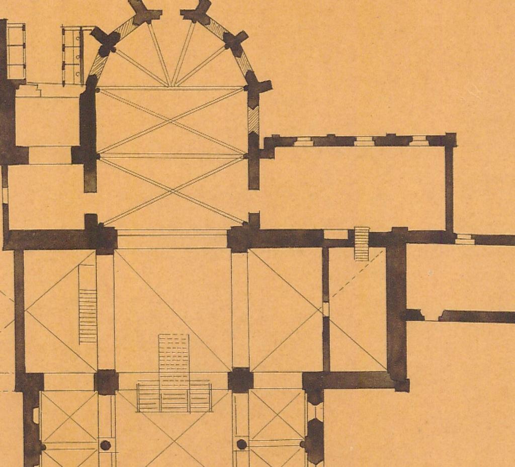 [de trap, 95 cm breed, [uit eigen schatting tekening cuypers] begint circa 1,25 meter