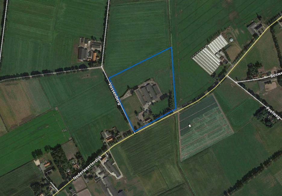 Gebiedsbeschrijving Huidige situatie Het plangebied is gelegen aan Nederweerterdijk 14 te Meijel. Het betreft een agrarische bedrijfsruimte met woonhuis en diverse stallen en bijgebouwen.