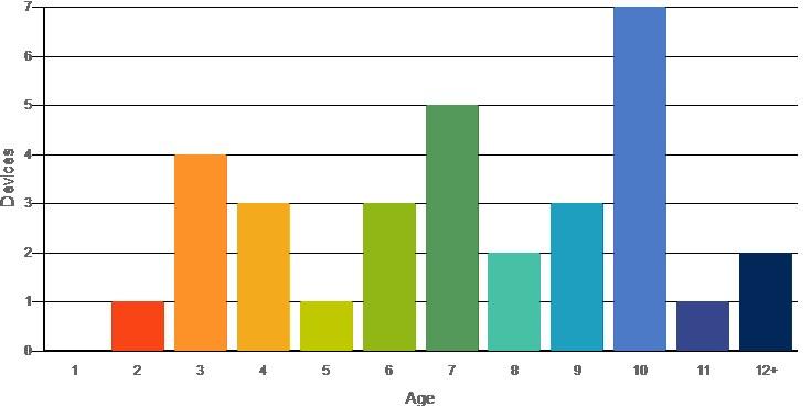 Leeftijd assessment De leeftijd en het gebruik van uw printerpark Het eerste staafdiagram geeft een