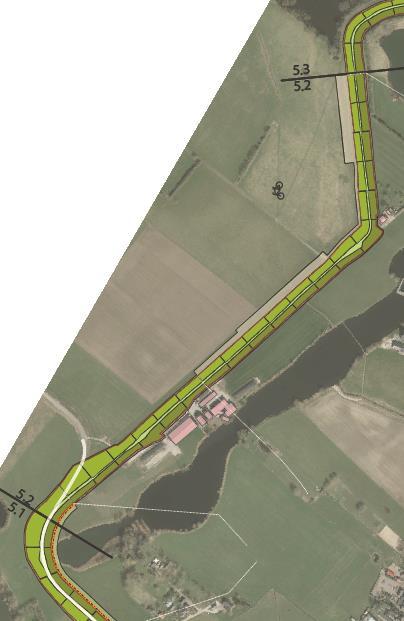 DEELTRAJECT 5.2: Den Nul-Midden Deeltraject 5.2 ligt ten westen van de Lange Kolk bij Den Nul. Buitendijks is er Natura 2000- gebied en landbouw.