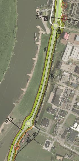 DEELTRAJECT 7.1: Wijhe-Zuid Deeltraject 7.1 loopt langs het zuidelijk deel van het dorp Wijhe. Buitendijks ligt Natura 2000-gebied en een insteekhaven.