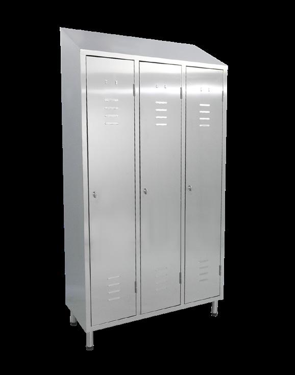 Kleedkamer lockers EASY geborstelde 2J behandeling (Scotch-Brite) Schuine bovenkant conform de hygiëne-eisen