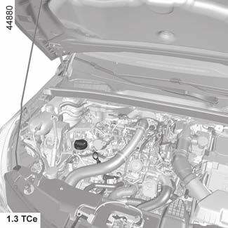 om de olie naar beneden te laten zakken in de motor; controleer het peil met de peilstaaf 2 zoals hiervoor is beschreven.