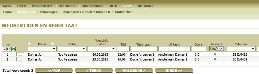 INLOGGEN Login met je inloggegevens op: www.erugby.