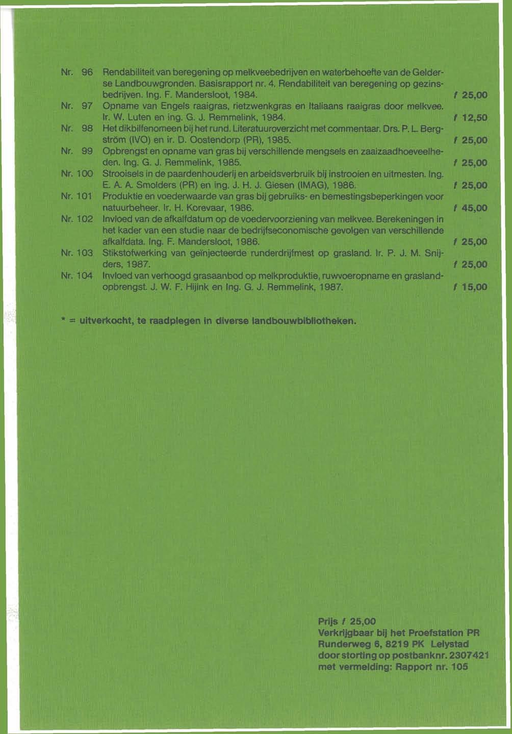 Nr. 96 Rendrdjiiiivan beregeningop m mwiat'erlrahoeftevain de(jedder- &e Lrwibowwmndein. &$asis- M. K. d f i i van bmgedng op. gszins- C bedrljven. Ing. F. fdmiemw ia f 23.011 Mr.