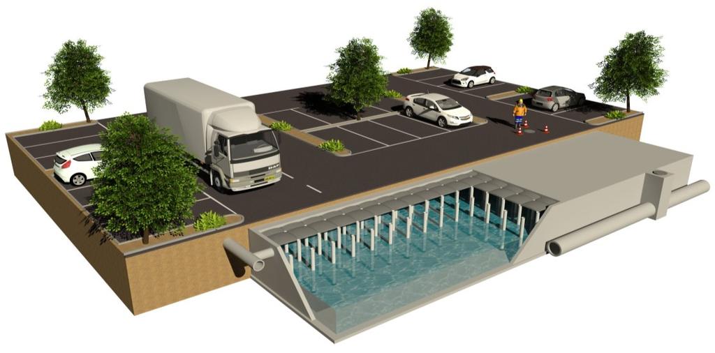 De werkzaamheden, voor de aanleg van een waterbergingskelder, zijn opgedeeld in een aantal fases: 1. Controle vooraf; 2. Plaatsen Watershell Atlantis-systeem; 3. Aanbrengen wapening voor kelderdek; 4.