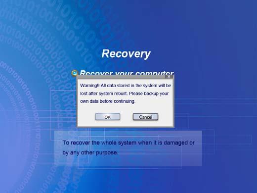 Klik op Recover your computer (Uw computer herstellen) indien u wilt doorgaan.