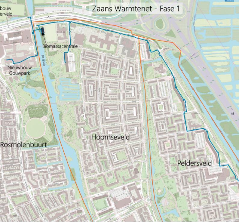 Het tracé Lengte hooftransportleiding 2 km.