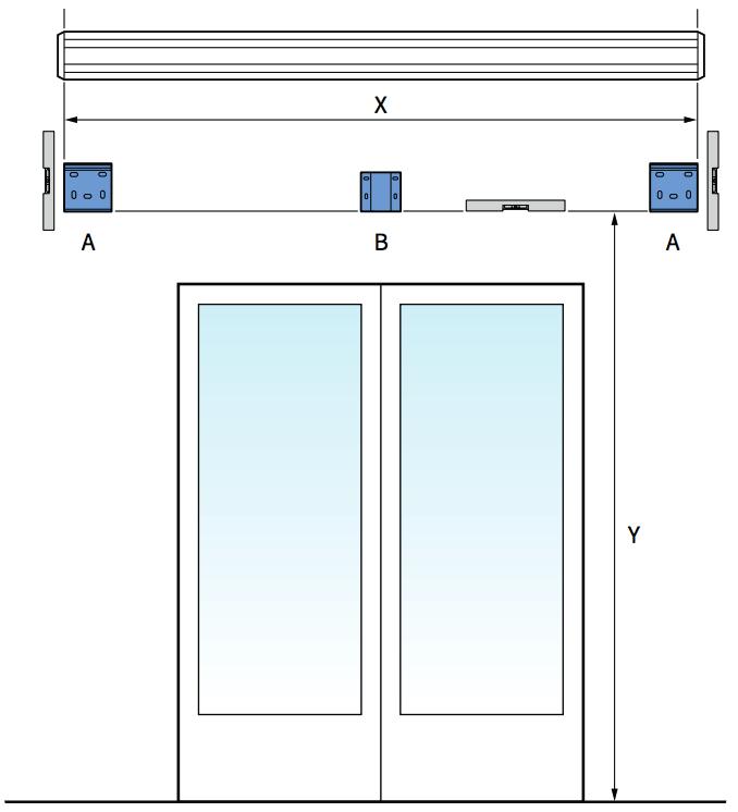 1. Montage van de muursteunen 1.1 Aftekenen van de gaten Bij het monteren van het scherm moeten de twee muursteunen (A) zowel horizontaal als verticaal waterpas staan.