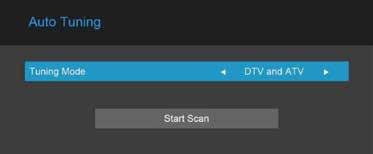 Snelle (eerste) tekstinstallatie Auto tuning Als u het DTV-type instelt op draadloos (digitaal zonder kabel), vindt u het volgende menu voor zoeken