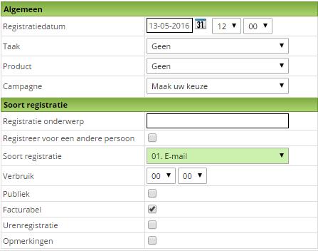 Oude registratie weergave In de oude weergave diende u op 2 plaatsen de totale registratie afhandelen.