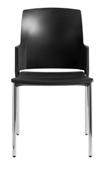 Leerdam 4-poots bijzetstoel, standaard met zwart geëpoxeerd frame, zithoogte 46 cm. Standaard in 8 kleuren kunststof leverbaar.