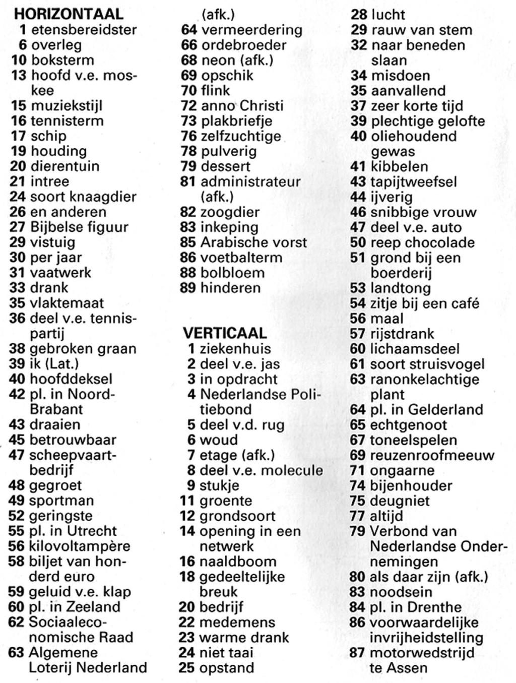 NIEUWE PUZZEL Oplossing inleveren voor 1 november