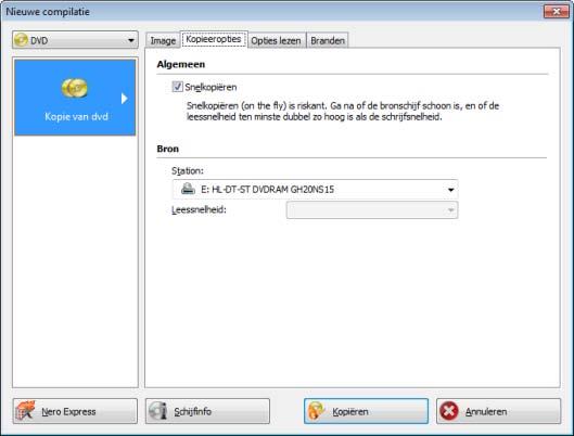 Een schijf kopiëren 12.3.2 Kopieeropties Het tabblad Kopieeropties Op het tabblad Kopieeropties zijn de volgende configuratieopties beschikbaar in het gebied Algemeen.