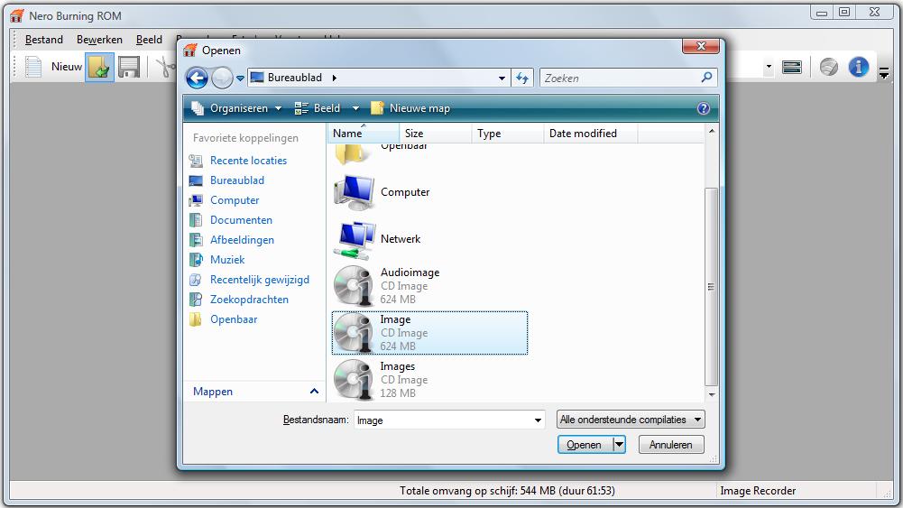 Een imagebestand laden 8 Een imagebestand laden U kunt Nero Burning ROM gebruiken om een schijf te branden van een schijfimage die u eerder hebt opgeslagen op de harde schijf.