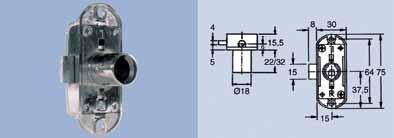 Sloten Draaistangslot type 1301 - u dient de cilinder voor alle sloten apart te bestellen - doornmaat: 15 mm - links/rechts omkeerbaar Bestelnr.
