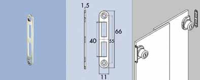 Sloten Modul 1000 systeem: slot voor dubbele glasdeuren Slot type Modul 1000 voor dubbele deur - het slot wordt d.m.v. schroeven met nylon kop op het glas vastgeklemd - voor glasdikte 4-6 mm Bestelnr.