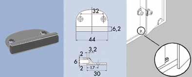 Sloten Modul 1000 systeem: glasdeurknop Glasdeurknop type Modul 1000 - voor deur met scharnieren of glasschuifdeuren - links en rechts te gebruiken - voor glasdikte 4-6 mm Bestelnr.