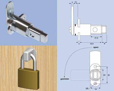 Sloten Duw-draaiknop voor hangslot type Rotor RPL - geschikt voor hangsloten met een beugeldikte van 4,8 tot 8 mm - sluiting links of rechts 90 (bij levering: rechts) - in gesloten toestand staat het