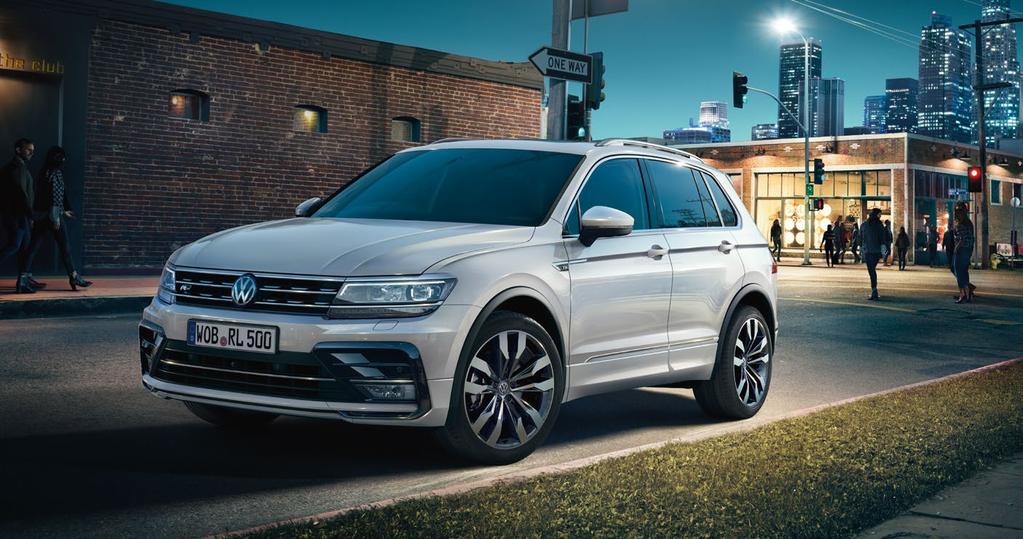 De Tiguan. Genoemde CO 2 emissiewaarden kunnen mogelijk afwijken i.v.m. de nieuwe WLTP testmethode.